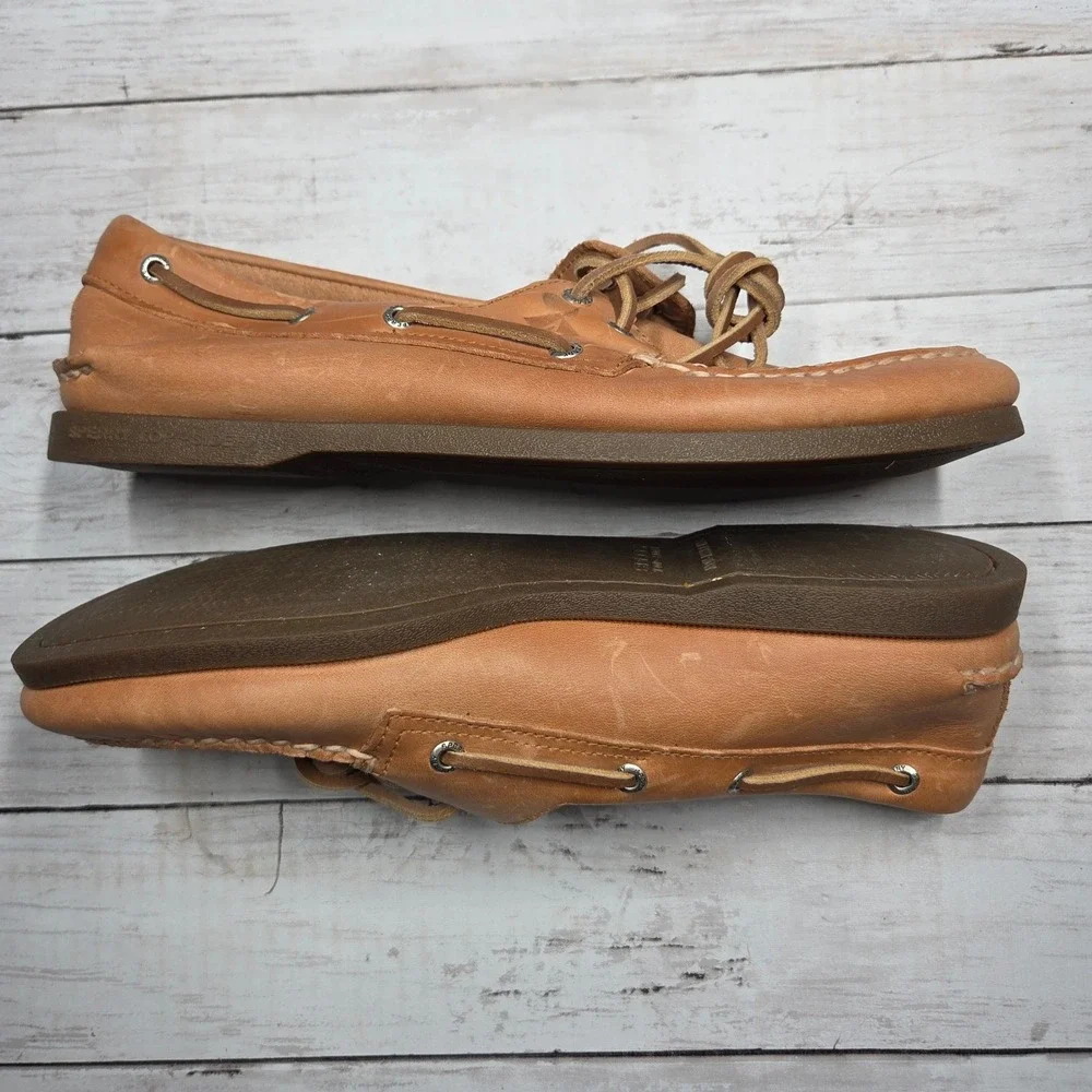 Sperry Top-Sider Authentic Original Boat Shoe Mens 12M Tan Leather Moc-Toe
